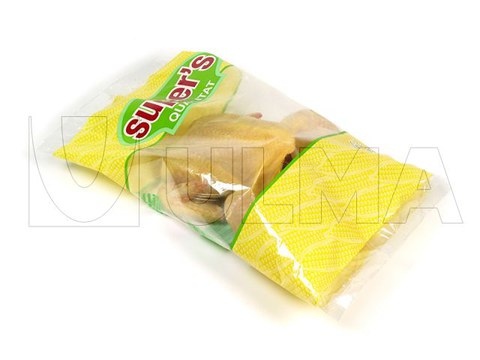 Frango inteiro embalado em flow pack (hffs) com file BOPP