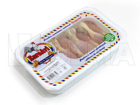 Coxas de frango embaladas em termoselado com atmosfera modificada (MAP)