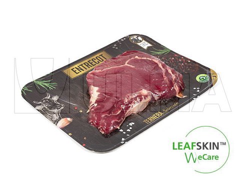 Entrecote de carne embalado em termoselado com solução sustentável LeafSkin(TM)