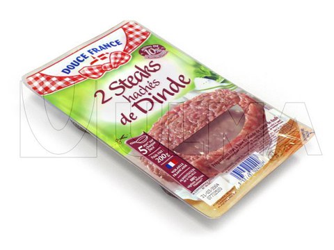 Hambúrgueres embalados em termoformadora com atmosfera modificada