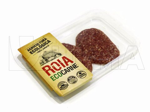 Hamburgueres embalados em termoseladora skin