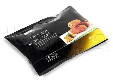 Croquetes congelados embalados em Vertical (vffs)