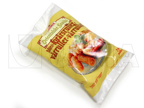 Mini rolinhos orientais congelados embalados em vertical (vffs)