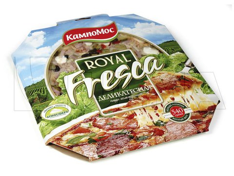 Pizza embalada em termoformadora com atmosfera modificada (MAP)