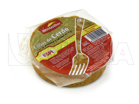 Comida preparada embalada em termoformadora à vácuo com filme flexível