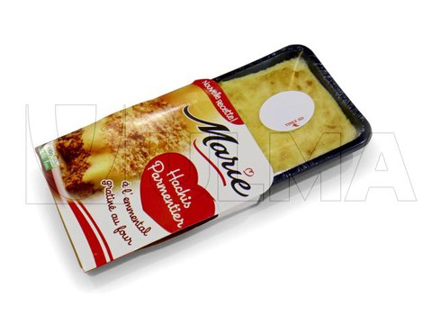 Pratos pré-cozidos frescos embalados com atmosfera modificada MAP em Flowpack e filme retrátil Barreira BDF