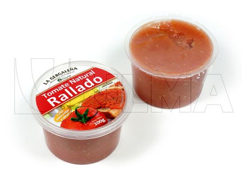 Tomate natural ralado embalado com bandeja rígida em termoseladora