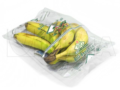 Bananas embaladas em flow pack (hffs) sem bandeja