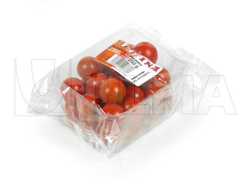 Tomates cherry embalados com bandeja em flow pack (hffs)