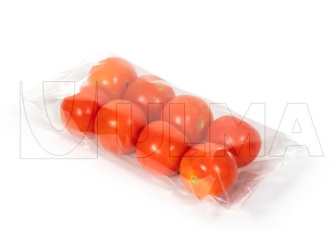 Tomates embalados em flow pack sem bandeja com filme compostável