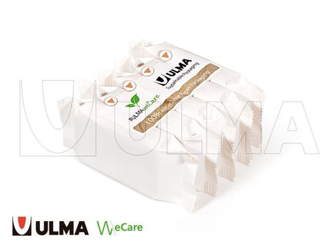 Biscoitos empilhados em embalagem primária e multipack embalados com sistema adesivos