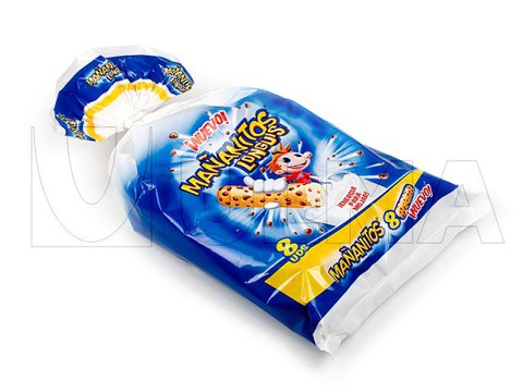 Bolinhos agrupados e embalados em flow pack (hffs)