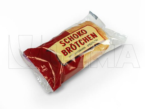 Bolinhos de chocolate embalados em flow pack (hffs)