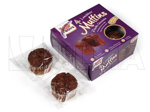 Muffins embalados em flow pack (hffs)