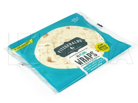 Tortilhas mexicanas embaladas em embalagem resselável com fita adesiva em flow pack (hffs) e com atmosfera modificada