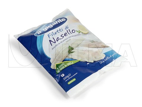 Filés de peixe congelado embalado em Vertical