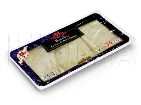 Peixe embalado em filme rígido termoformado