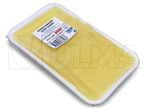 Queijos fatiados embalados em Flowpack